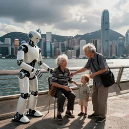 robots helping elderly tourists in Hong Kong by Roger Deakins