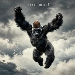 gorilla falling from heaven, in the style of an amon duul ii album cover