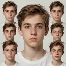 portrait of a teenager, long face, brown hair, short hair, no glasses, detailed, hyperrealistic, realistic, symmetrical, by anato finnstark, by alena aenami, by john harris, by ross tran, by wlop, by andreas rocha
