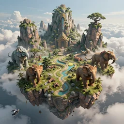 an intricate concept illustration, fantasy, cloud island megafauna, large biomes, ultra photorealistic, ultra sharp, artstation, cgsociety, masterpiece, octane render, by wylop, 8 k