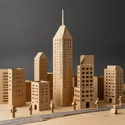 a city made out of cardboard