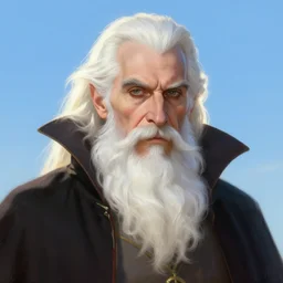 old white bearded vampire, portrait, illustration, rim light, top light, summer clear blue sky, perfectly shaded, soft painting, epic, intricate, art by krenz cushart and wenjun lin