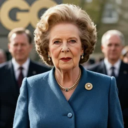 limmy brian limond as maggie thatcher, realistic, wide shot, sunny lighting, octane render, gq magazine, hyper realistic, high quality, highly detailed, hd, beautiful, cinematic, 8 k, unreal engine, facial accuracy,