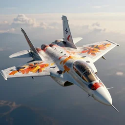 a figter jet painted with koi fish colors, artstation, an epic fantasy, cinematic lighting, hyper realistic, photographic, sharp focus, by greg rutkowski and wolp