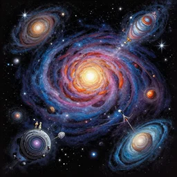very detailed, prophet graphic novel, ilya kuvshinov, mcbess, rutkowski, simon roy, illustration of a star system, wide shot, colorful, deep shadows, astrophotography