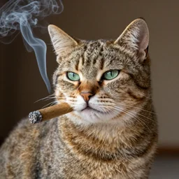 a gay cat smoking a cigar