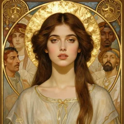 portrait of a stunning poc woman, artstation, mymodernmet, by sangsoo jeong, by soey milk, by brad kunkle, by amir ershadi, by ben enwonwu, by alphonse mucha, gold foil aureola, divine, saintlike