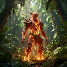 unreal engine 5 8 k uhd render of an flamingocore tropicalwave junglepunk abstrafractalmancer, photorealistic, animal photography, lush tropical surroundings, volumetric lighting, sunlight, 1 0 5 mm lens