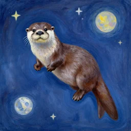 an otter in space painted by monet