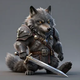 cute handsome cuddly burly surly relaxed calm timid werewolf from van helsing holding a sword unreal engine hyperreallistic render 8k character concept art masterpiece screenshot from the video game the Elder Scrolls V: Skyrim