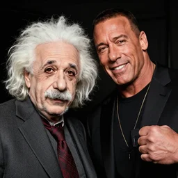john cena and albert einstein taking a selfie