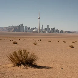 toronto viewed from a distance in the atacama desert, trending on artstation, high details, sharp focus!!!, mysterious!!