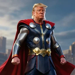 donald trump as thor, ready for battle, digital art, octane render