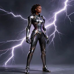 high fantasy black female wearing spandex armour portrait by Frank frazetta full body profile, trending on artstation, dramatic lightning