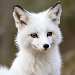 portrait anthropomorphic female fox with short white fur covering her body in the style of zootopia
