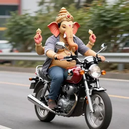 business casual ganesha riding a motorcycle