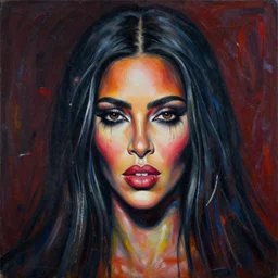 grotesque portrait of kim kardashian painted by george condo, intricate, abstract, dark, highly detailed, oil on canvas, terrifying, brilliantly colored, 8 k