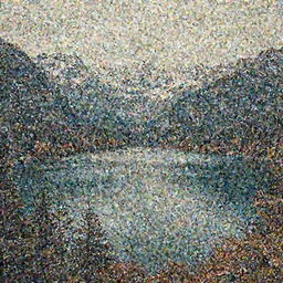 lake surrounded by mountains (very beautiful, dreamy, poetic, melancholy ) :: pyrography