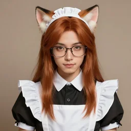 a beautiful cute german guy with very long chestnut! hair, with glasses and short stubble! goatee, fake cat ears, cosplay of a catboy! maid! dress, cosplay of mewmew, digital painting, concept art, matte, artgerma