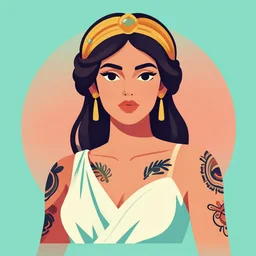 a portrait of tattooed the beautiful greek god, in retro colors, synthwave style, 2 d digital vector art