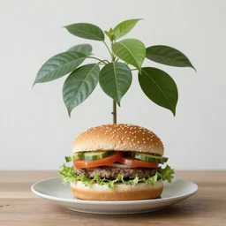 the plant is eating a hamburger