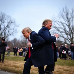 trump getting a piggy back ride from tucker carlson