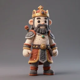 full body 3 d render of felt elven warrior king claymation vinyl action figure munny, studio lighting, grey background, no shadow, blender, trending on artstation, 8 k, highly detailed