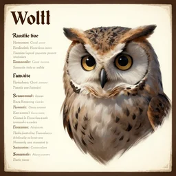 ( ( wolf ) ) with the head of an owl, character reference sheet, featured on artstation