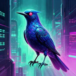a cyberpunk bird, synthwave by art artgerm, cg society contest winner, shock art, sci-fi, artstation hq, speedpainting