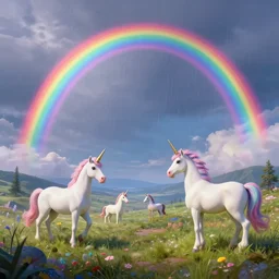 Futurescape, rainbows, unicorns, highly detailed landscape art, 8k, 4k, trending on CGSOCIETY :: by Dan Mumford