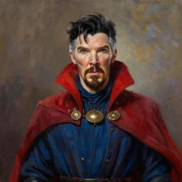 Portrait of Dr. Strange from Multiverse of Madness realistic oil painting by Thomas Cole and Wayne Barlowe