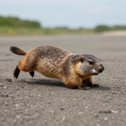 a groundhog diving, realistic, photo wide angle, 8K