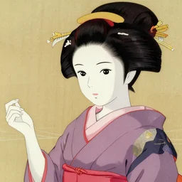 japanese geisha, by akihito yoshida, by hayao myazaki, by yoshitaka amano, vintage, macro, f / 2 2