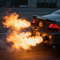car with fire boosters