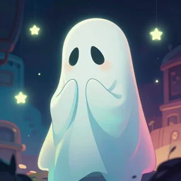 sad ghost, glowing lights, epic fantasy, colorfully, digital art, highly saturated colors, concept art, detailed illustration, hd, 4 k, digital art, greg rutkowski, dan mumford, studio ghibli trending on artstation