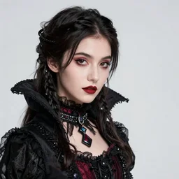 a portrait of a vampire maiden, dressed in gothic victorian clothing, offset in the frame, swirling bioluminescent energy!!!!!!!!!, art by peter mohrbacher and dan mumford, 8 k octane render, hyperrealistic, zbrush