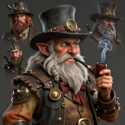 A gnomish professor smoking a pipe, visualartzi, anime, steampunk, portrait, concept art by Karla Ortiz, James Paick, Charlie Bowater, Krenz Cushart, highly detailed, ultra detailed, ultra realistic, trending on artstation, cgstudio