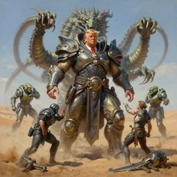 portrait action painting, perfect expression, subconscious connects, purified consciousness, foundation, great maga king donald j trump, battles swamp hydra, fantasy character portrait, ultra realistic, wide angle, intricate details, dune, mass effect, artifacts, highly detailed, michael cheval, peter mohrbacher, boris vallejo, jessica rossier, oil painting, highly detailed, cinematic lighting, unreal, natural tpose