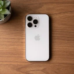iPhone 13 centered on wooden table, curated photo, Unsplash