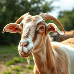 photo of a goat eating yogurt