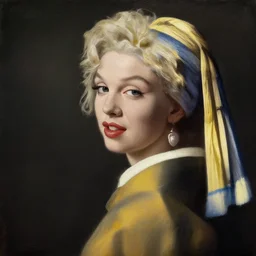 a beautiful marilyn monroe, by jan vermeer realistic oil painting