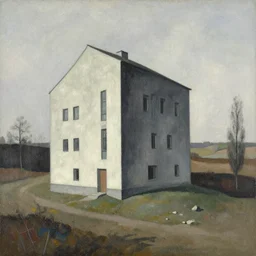 a building in a landscape, by odd nerdrum