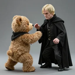 photo of a teddy bear fight against lord voldemort, ultra realistic details, 8 k, trending on artstation