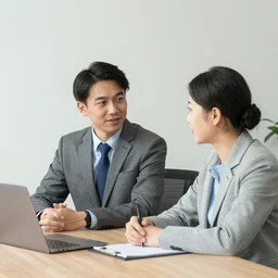 two people in business meeting photo