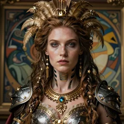 hyper realistic photography portrait of baroque renaissance cyborg warrior queen amazon cinematic, brom, mucha, moebius juan gimenez artstation cgsociety