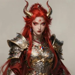 beautiful strange detailed portrait of a red headed ifrit genie - kin paladin woman by wayne barlowe, brian froud and alan lee trending on artstation 8 k