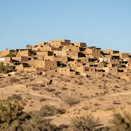 on top a wide mesa sits a village of mud and bricks houses, adobe houses, in the arizona desert. Trending on 500px