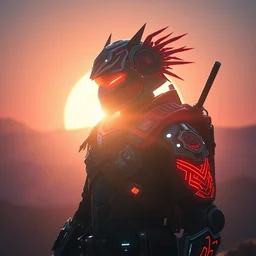 combination suit armor aloy horizon forbidden west horizon zero dawn radiating a glowing aura global illumination ray tracing hdr fanart arstation by ian pesty and alena aenami artworks in 4 k tribal robot ninja mask helmet backpack