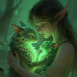 closeup, two fantasy creatures are catched by liana, liana wrap two fantasy creatures, in a gentle green dawn light, digital painting bioluminance alena aenami artworks in 4 k design by lois van baarle by sung choi by john kirby artgerm style pascal blanche and magali villeneuve