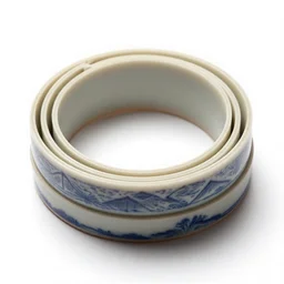 porcelain resistance bands, high detail macro photography, isolated on a pure white background, centered, entire object in frame, sharp focus, soft studio lighting